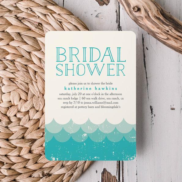 Vintage Waves Beach Bridal Shower Invitations