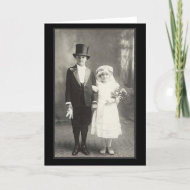 Vintage Wedding Photo Child Bride and Groom Invitations