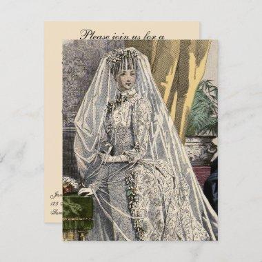 Vintage Wedding Portrait Bridal Shower Invitations