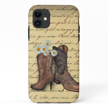 Vintage Western Cowboy Boots romantic iphone5case iPhone 11 Case