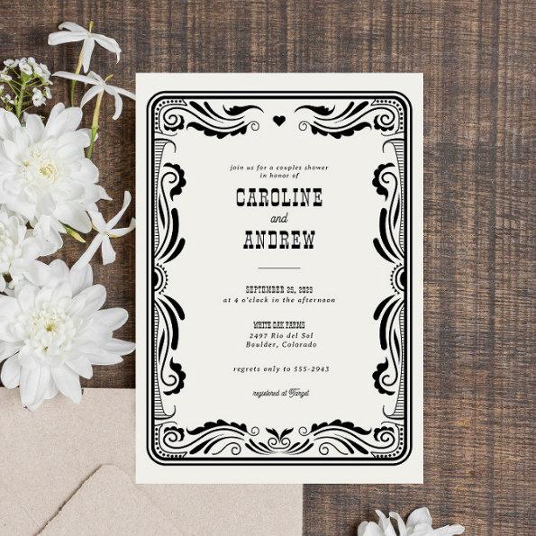 Vintage Western Cowboy Country Couples Shower Invitations