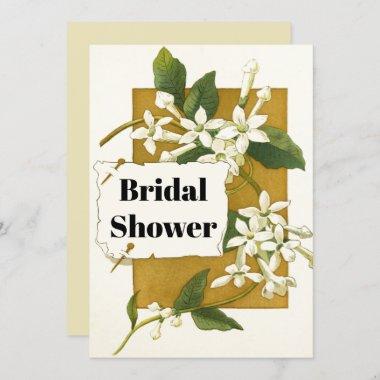 Vintage white jasmine floral wedding bridal shower Invitations