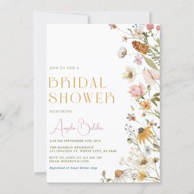 Vintage Wildflower Bridal Shower Invitations