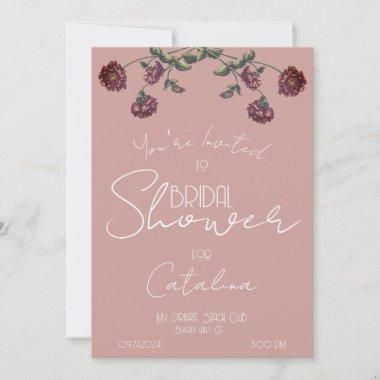 Vintage Wildflower Bridal Shower Rose Gold Invitations