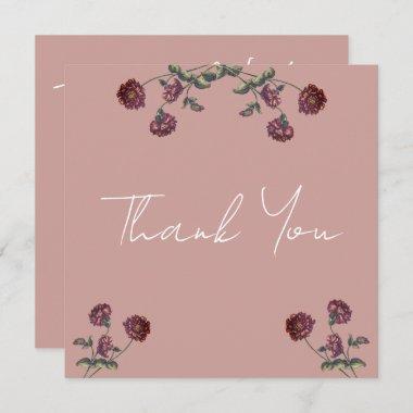 Vintage Wildflower Bridal Shower Rose Gold Thank You Invitations