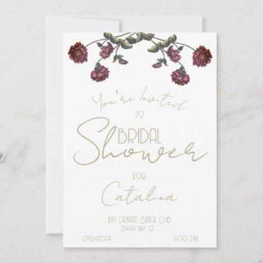 Vintage Wildflower Bridal Shower White Sage Invitations