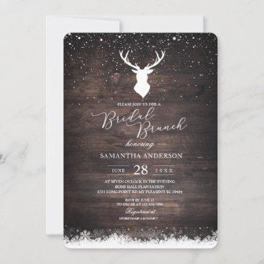 Vintage Winter Simple Deer&Snowflak Bridal Branch Invitations