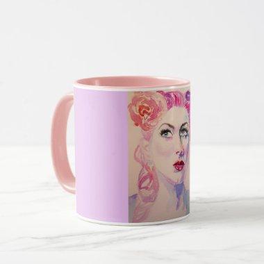 Vintage Woman 1940's Lilac Purple Watercolor Mug