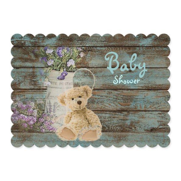 vintage wood teddy bear baby shower