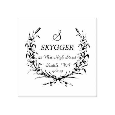 Vintage Wreath Monogram Rubber Stamp