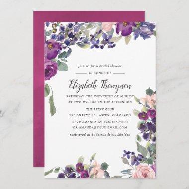 Violet and Plum Floral Bridal Shower Invitations