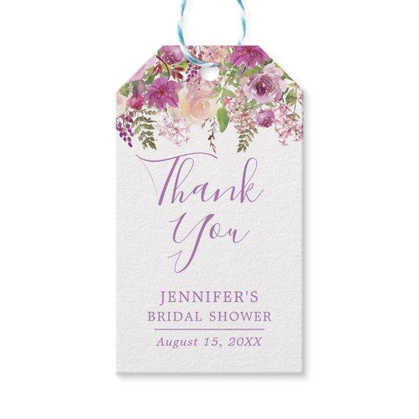 Violet Floral Bridal Shower Thank You Tags