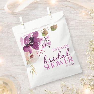 Violet Magenta Purple Floral Bridal Shower Favor Bag