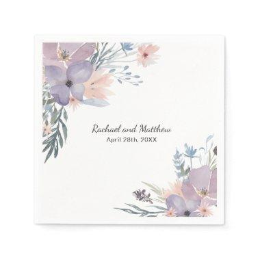 Violet Meadow Floral Wildflowers Wedding Napkins