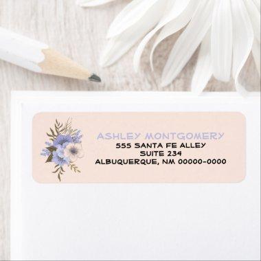 Violet Pastel Peach Five Petal Wild Roses Custom Label