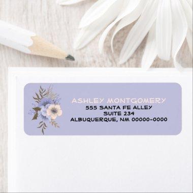 Violet Pastel Peach Five Petal Wild Roses Custom Label
