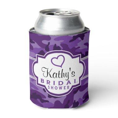 Violet Purple Camo, Camouflage Bridal Shower Can Cooler