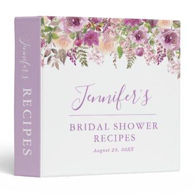 Violet Purple Floral Bridal Shower Recipe Binder
