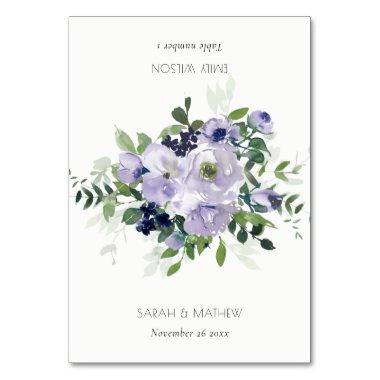 Violet Purple Floral Wedding Folded Place Invitations