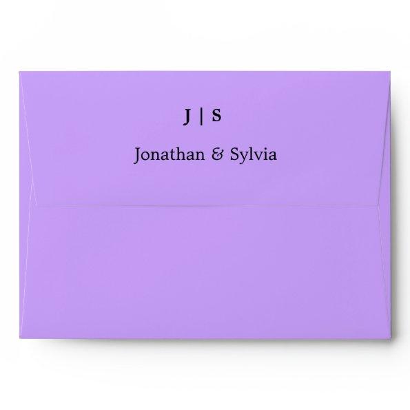 Violet Purple Monograms Name Colorful Cool Wedding Envelope