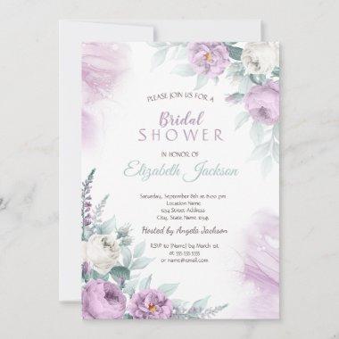 Violet Roses Polka Dots Bridal Shower Invitations