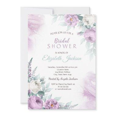 Violet Roses Polka Dots Bridal Shower Invitations