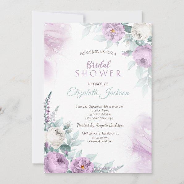 Violet Roses Polka Dots Bridal Shower Invitations