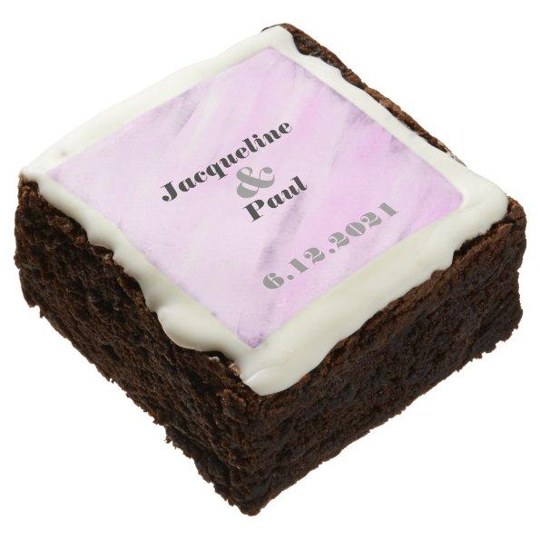 Violet Watercolor Wedding Personalized Favors Chocolate Brownie