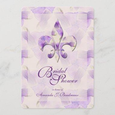 Violets and Fleur de Lis Bridal Shower Invitations