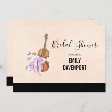 Violin, Ballet Shoes and Butterflies Bridal Shower Invitations