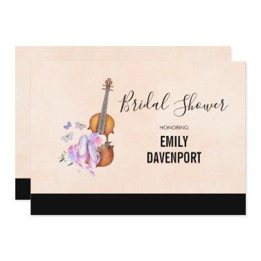 Violin, Ballet Shoes and Butterflies Bridal Shower Invitations