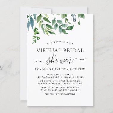Virtual Bridal Shower Greenery Invitations