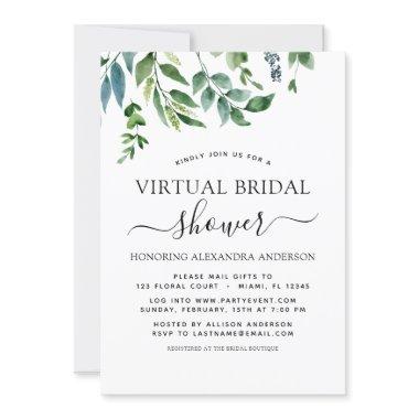 Virtual Bridal Shower Greenery Invitations