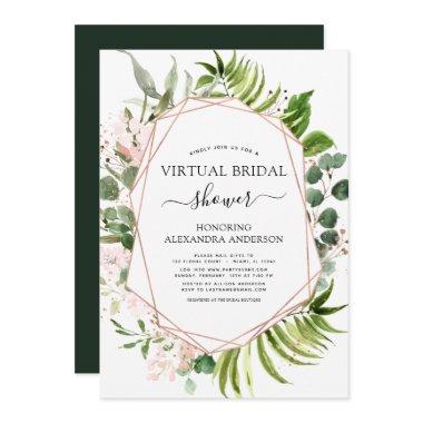 Virtual Bridal Shower Greenery Rose Gold Invitations