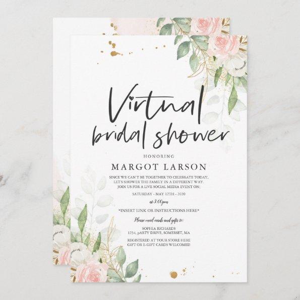 Virtual Bridal Shower Invitations Greenery & Gold
