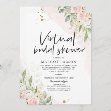 Virtual Bridal Shower Invitations Greenery & Gold