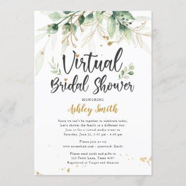 Virtual Bridal Shower Invitations Greenery Shower