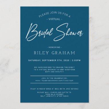 Virtual Bridal Shower Invitations Navy