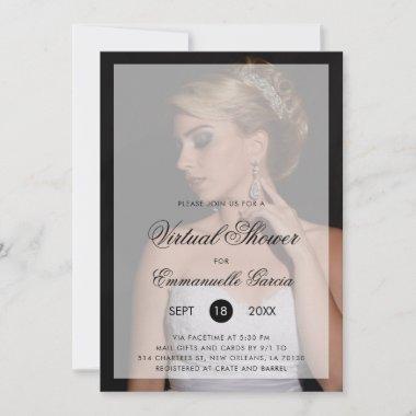 Virtual Bridal Shower Modern Photo Chic Script Invitations