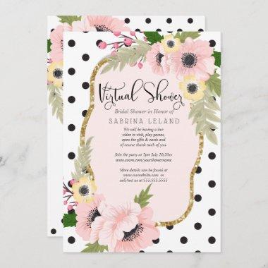 Virtual Bridal Shower Pink and Yellow Poppies Invitations
