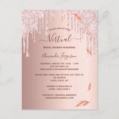 Virtual bridal shower rose gold fall invitation postInvitations