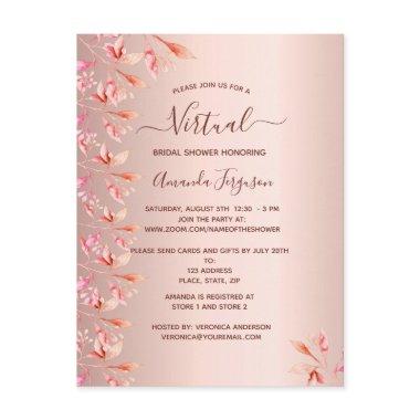 Virtual bridal shower rose gold fall invitation postInvitations