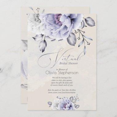 Virtual Bridal Shower | Rustic Lilac Peony Invitations