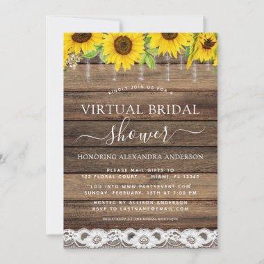 Virtual Bridal Shower Rustic Sunflower Farmhouse Invitations