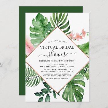 Virtual Bridal Shower Tropical Palm Geometric Invitations