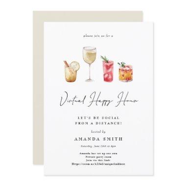 Virtual Happy Hour Cocktail Party Social Distance Invitations