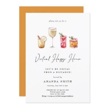 Virtual Happy Hour Cocktail Party Social Distance Invitations