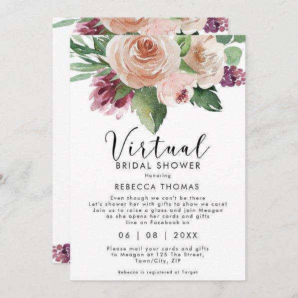 virtual shower by mail floral bridal shower Invitations