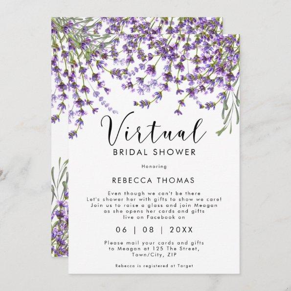 virtual shower by mail lavender bridal shower Invitations