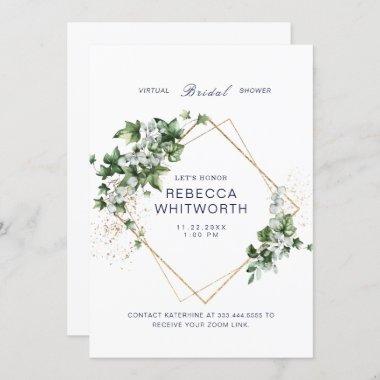 Virtual Zoom Bridal Shower Watercolor Foliage Invitations